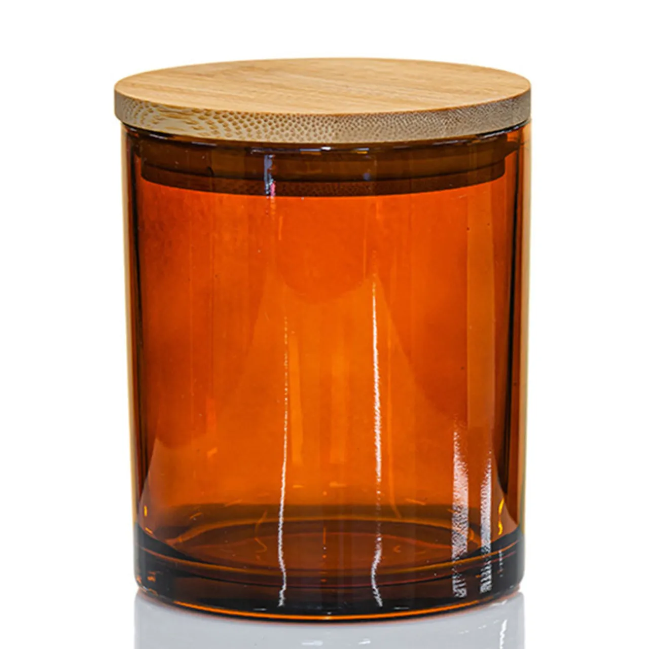Cheap Jar Store Amber Colored Candle Jar - 14.5 oz with Bamboo Lid | 12 Pack