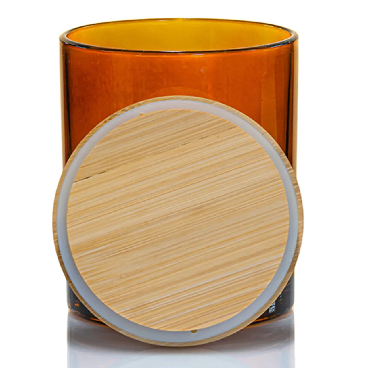 Cheap Jar Store Amber Colored Candle Jar - 14.5 oz with Bamboo Lid | 12 Pack