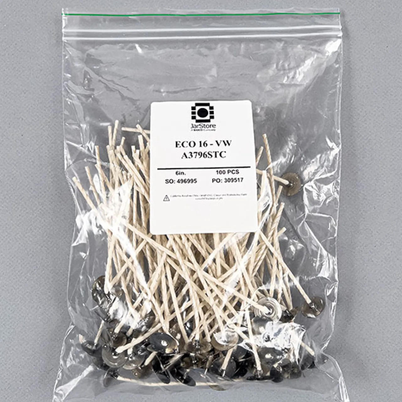 Online Jar Store ECO-16 6" Pre-tabbed Wick | 100 Pack