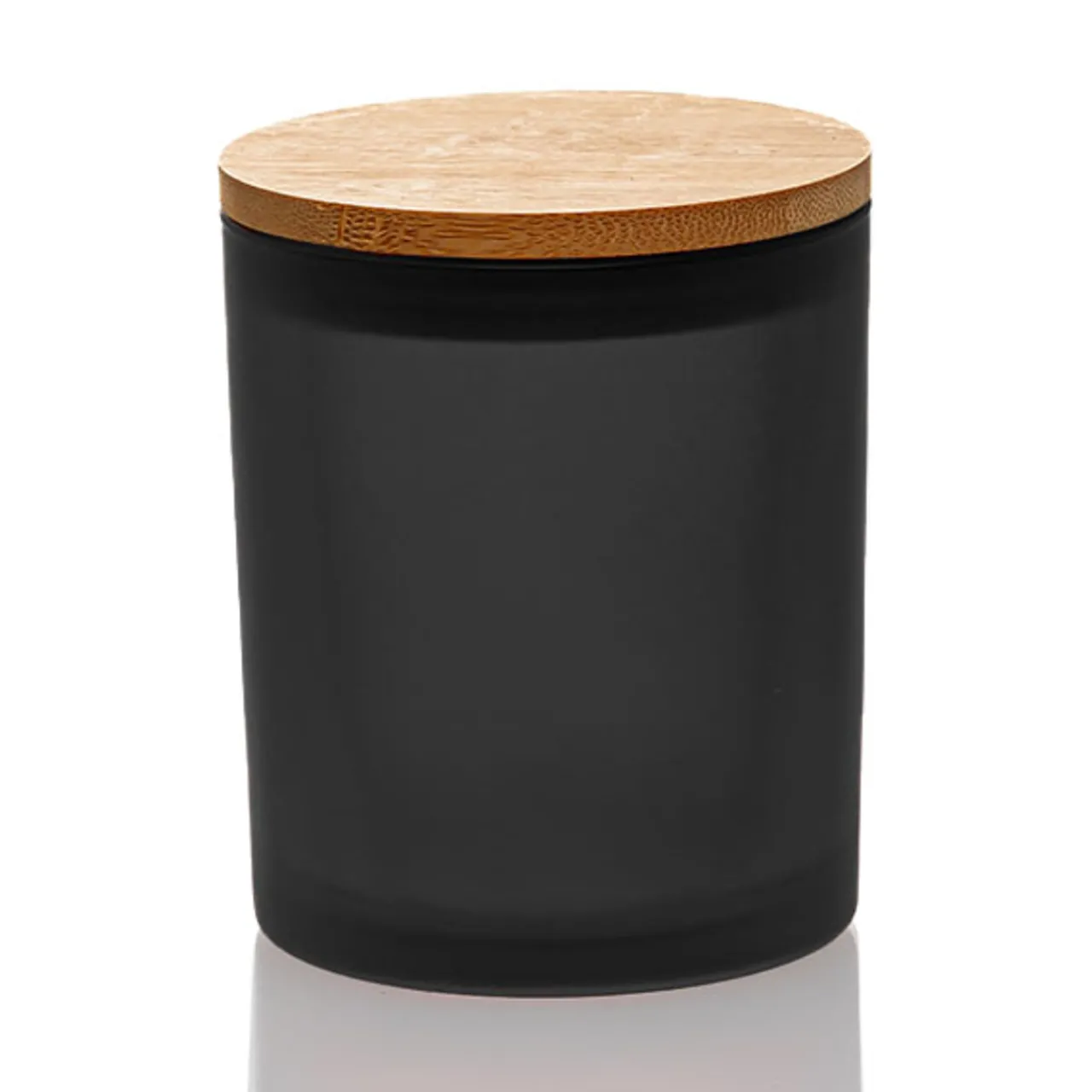 Cheap Jar Store Frosted Black Colored Candle Jar - 14.5 oz with Bamboo Lid | 12 Pack