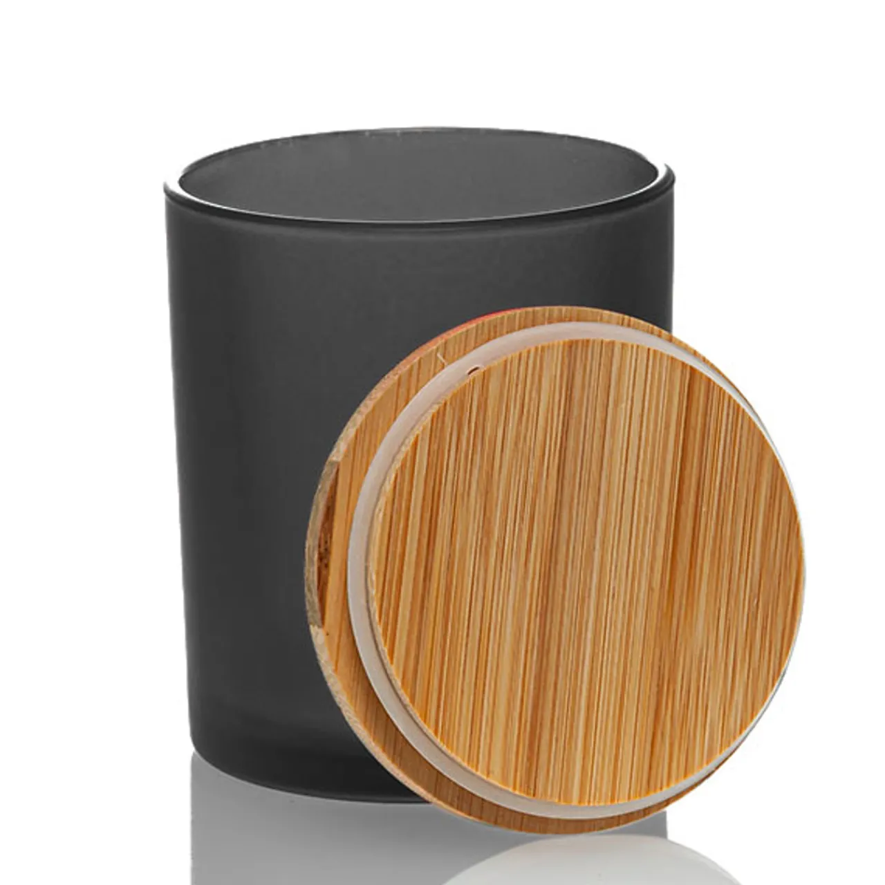 Cheap Jar Store Frosted Black Colored Candle Jar - 14.5 oz with Bamboo Lid | 12 Pack