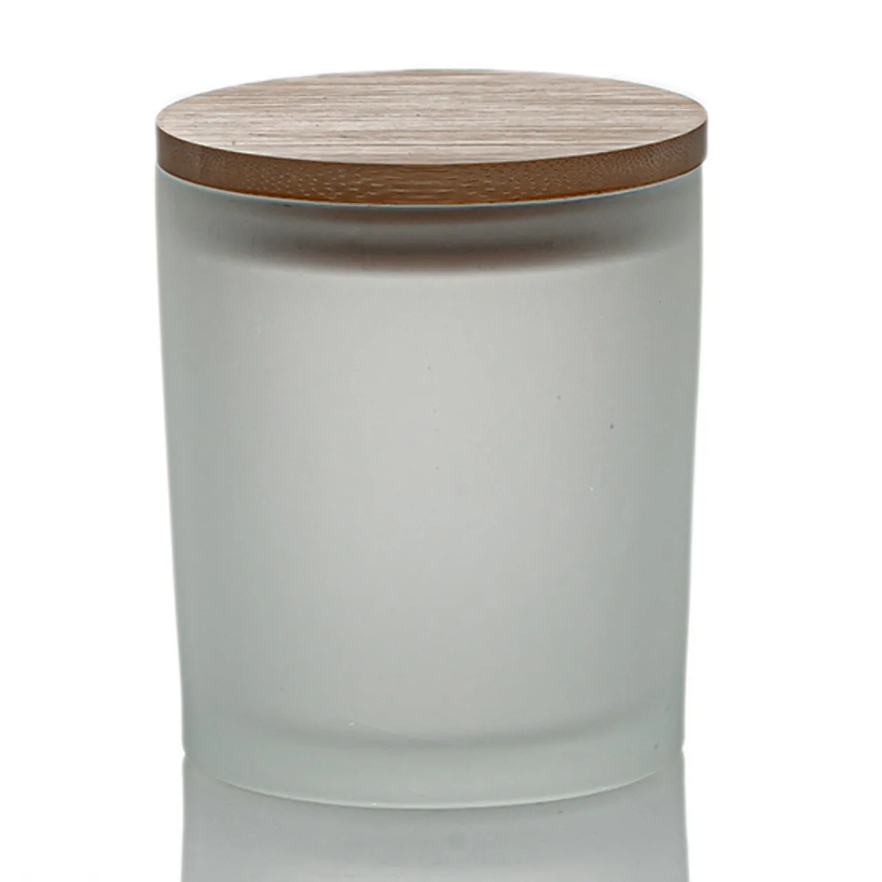 Cheap Jar Store Frosted White Colored Candle Jar 14.5 oz with Bamboo Lid | 12 Pack