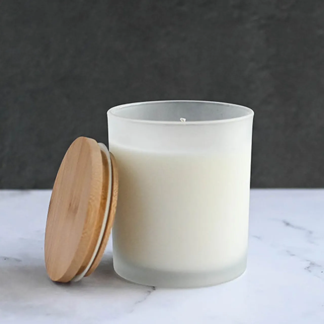Cheap Jar Store Frosted White Colored Candle Jar 14.5 oz with Bamboo Lid | 12 Pack