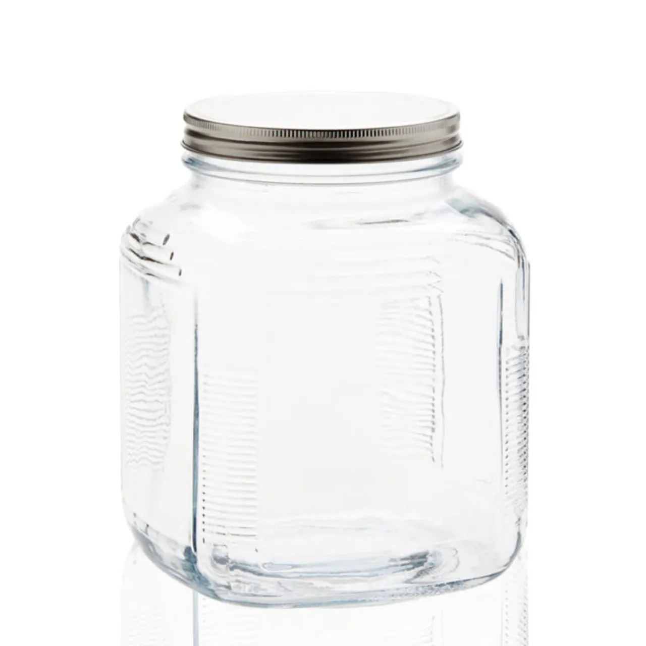 Outlet Jar Store 1 Gallon Anchor Cracker Jar with Brushed Metal Lid | 4 Pack