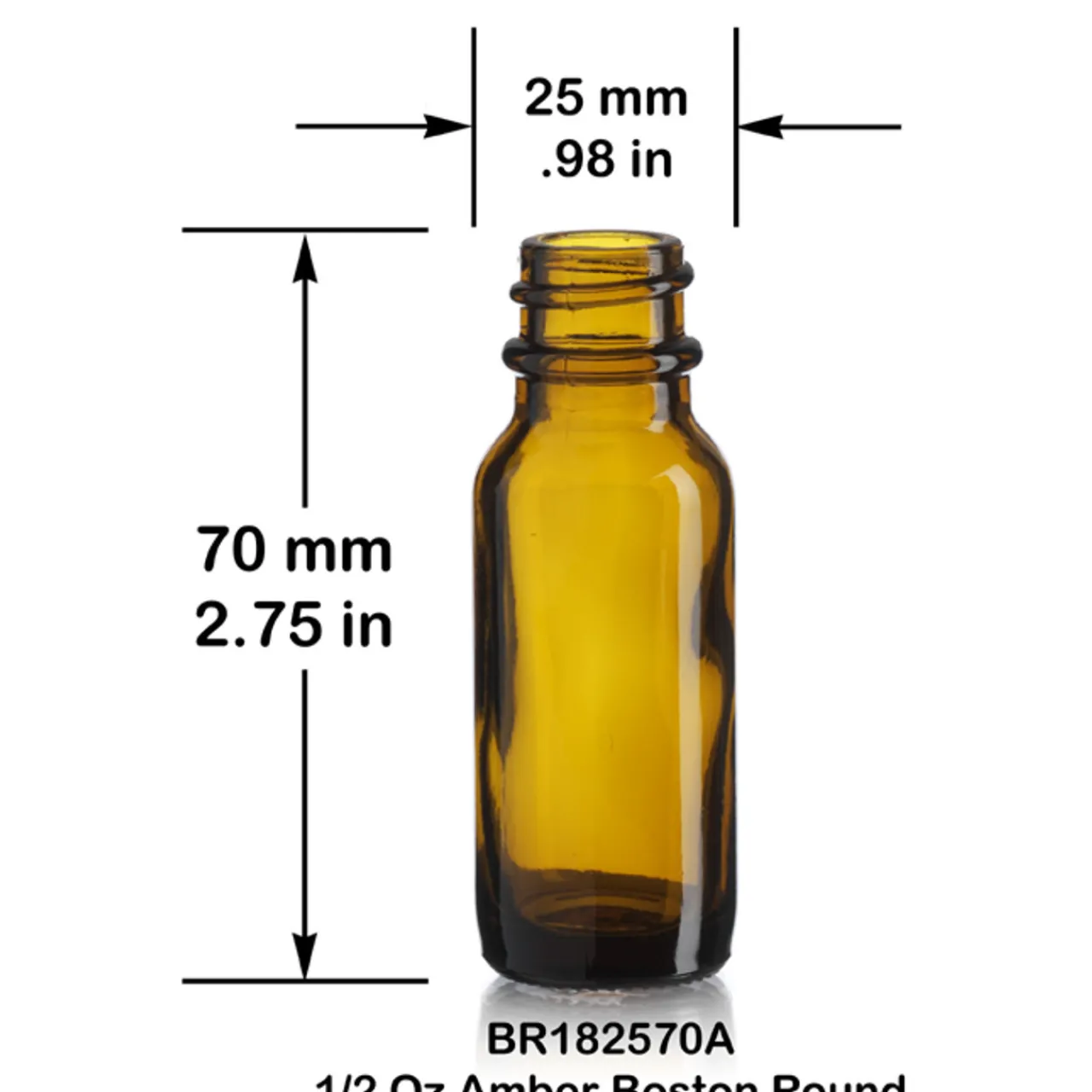 Discount Jar Store 1/2 oz Amber Boston Round Bottle 18-400 | 25 Pack