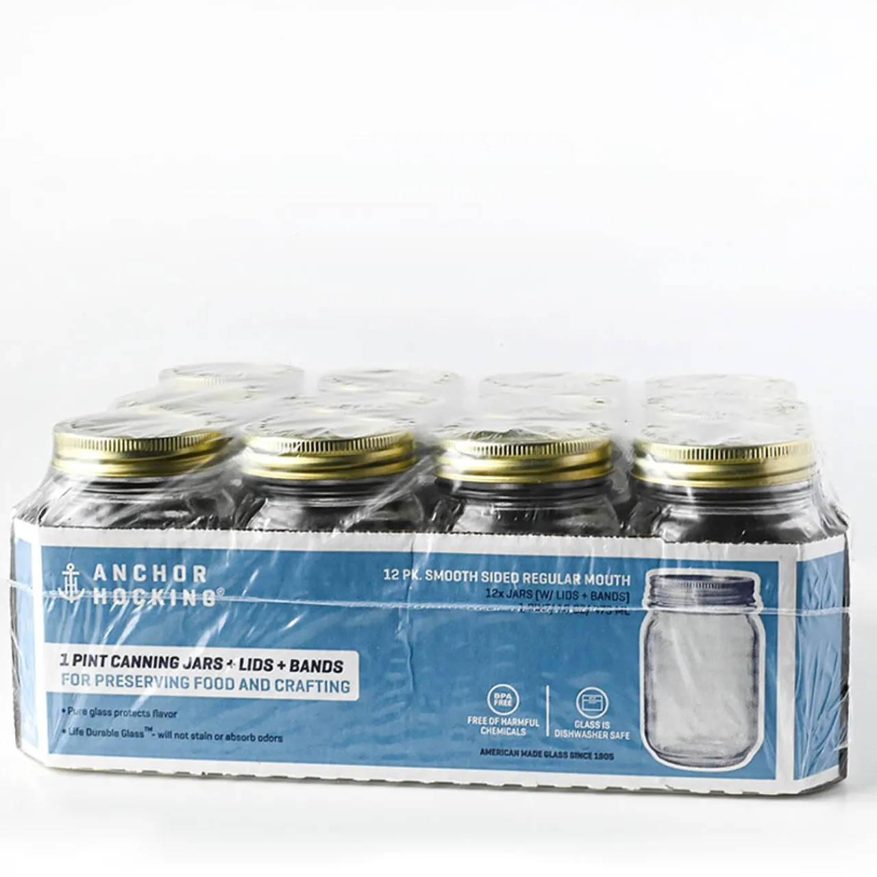 Shop Jar Store 16 oz Anchor Canning Jar with 2 Piece Lid | 12 Pack