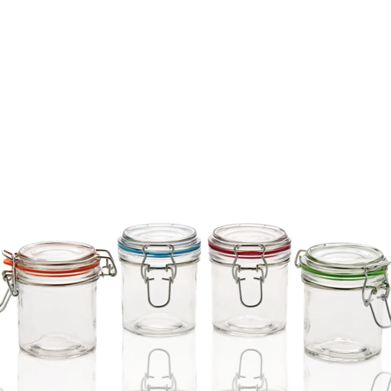 Online Jar Store 9.4 oz. Anchor Mini Hermes Clamp Top Lid with Multi Colored Gaskets | 12 Pack