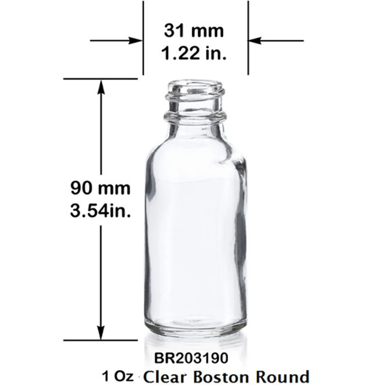 Outlet Jar Store 1 oz Clear Boston Round Bottle 20-400 | 25 Pack