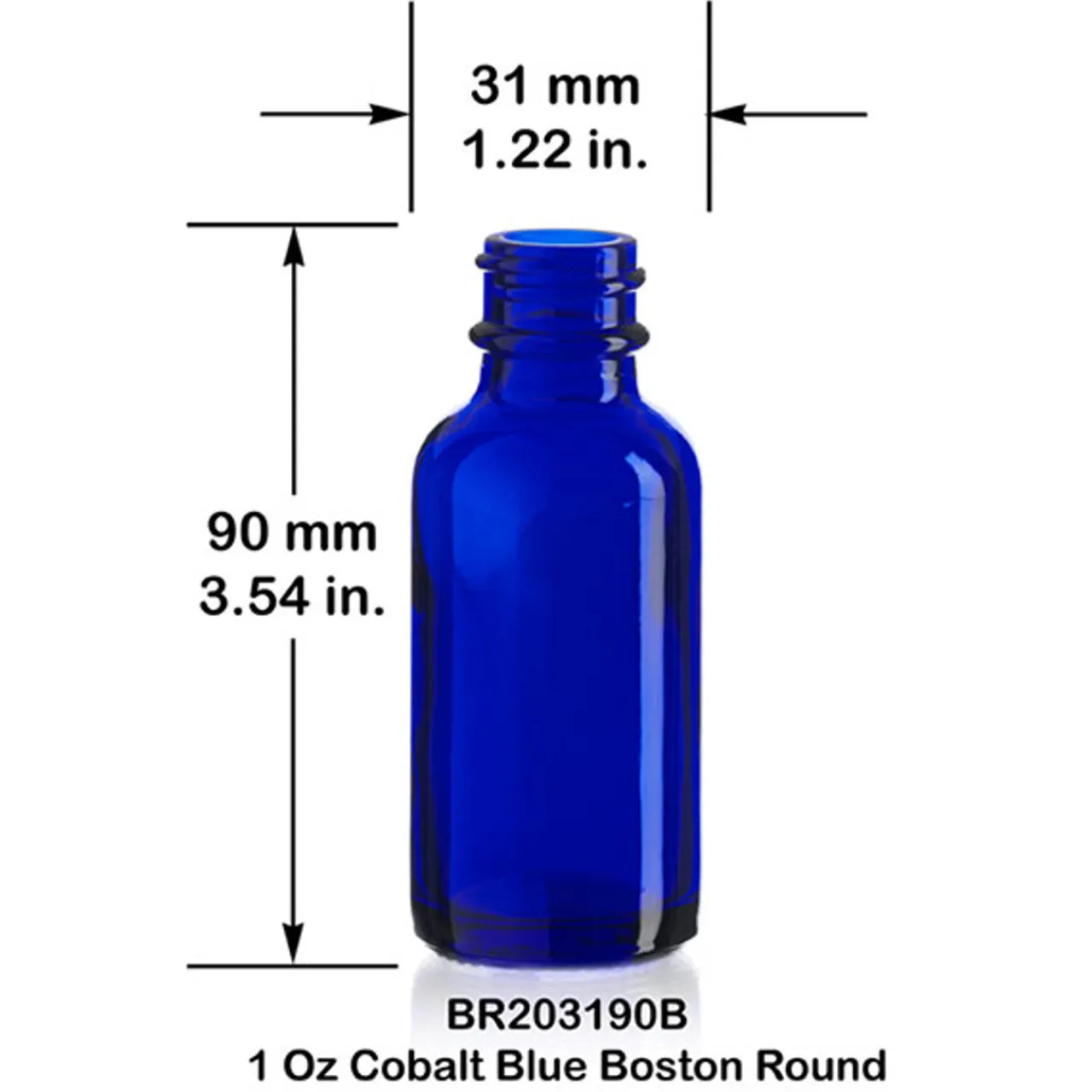 Shop Jar Store 1 oz Cobalt Blue Boston Round Bottle 20-400 | 25 Pack