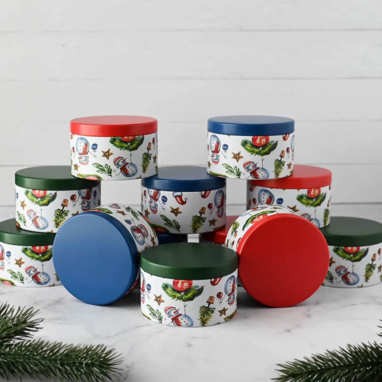 New Jar Store 8 oz Holiday Decorated Candle Tin | 12 Pack