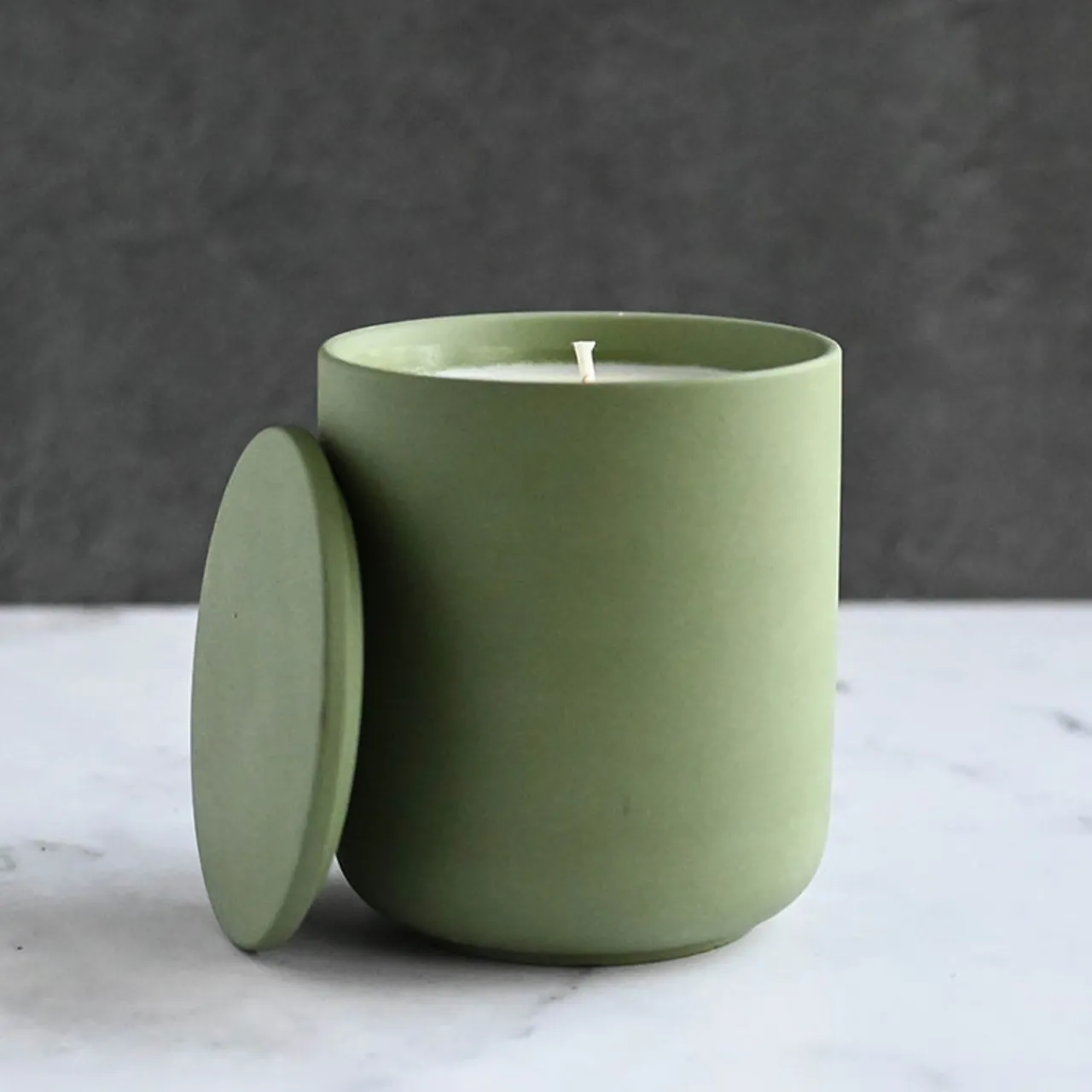Online Jar Store 12.7 oz Olive Green Ceramic Candle Jar with Lid | 16 Pack