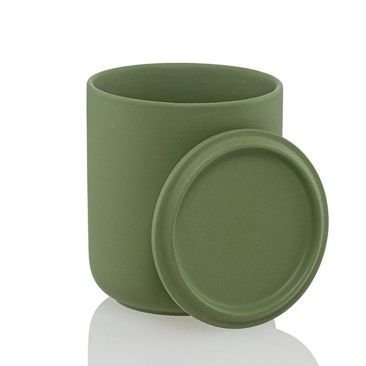 Online Jar Store 12.7 oz Olive Green Ceramic Candle Jar with Lid | 16 Pack