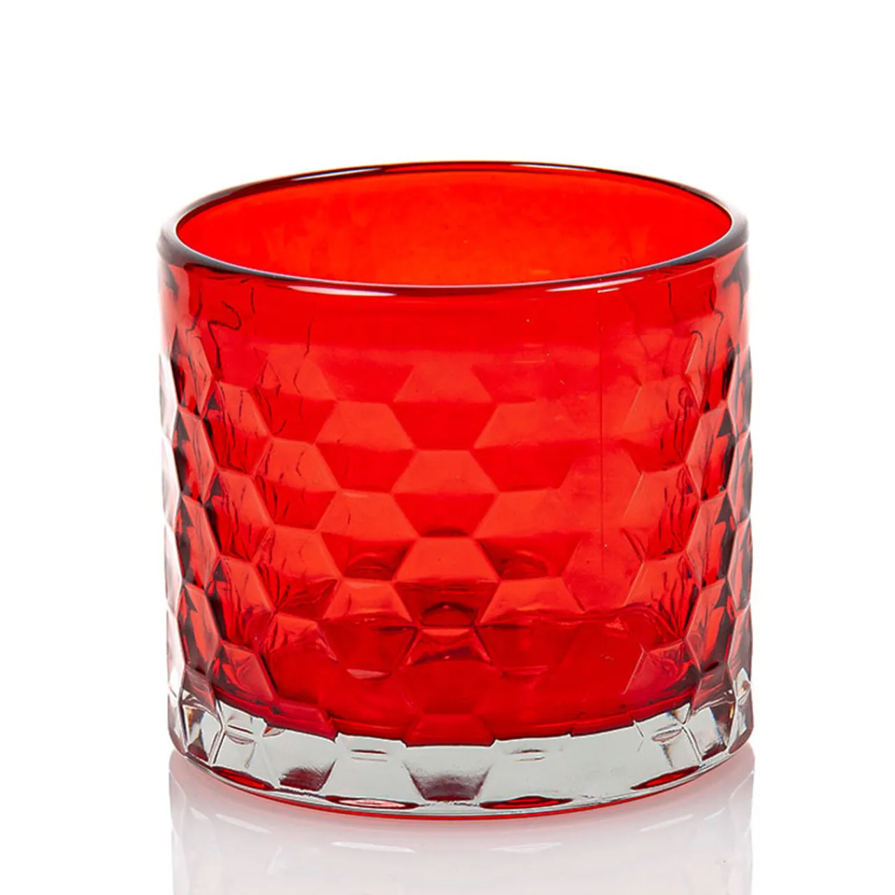 Best Jar Store 18 oz Red Libbey 3 Wick Hexagon Pattern Candle Jar | 12 Pack