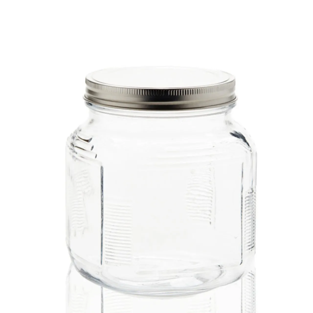 Store Jar Store 1 Quart Anchor Cracker Jar with Brushed Metal Cover | 4 Pack