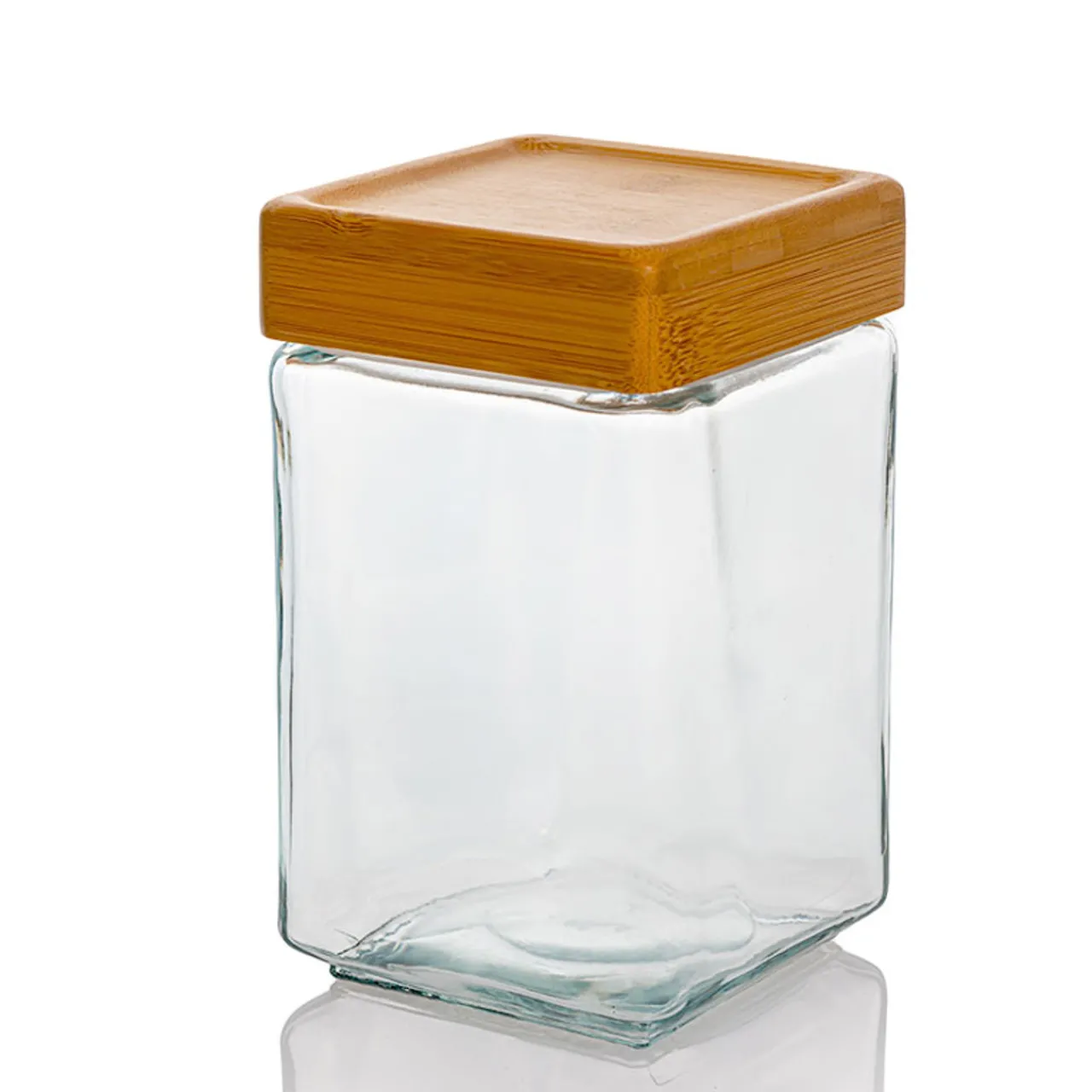 Cheap Jar Store 1 1/2 Quart Anchor Square Jar with Bamboo Lid