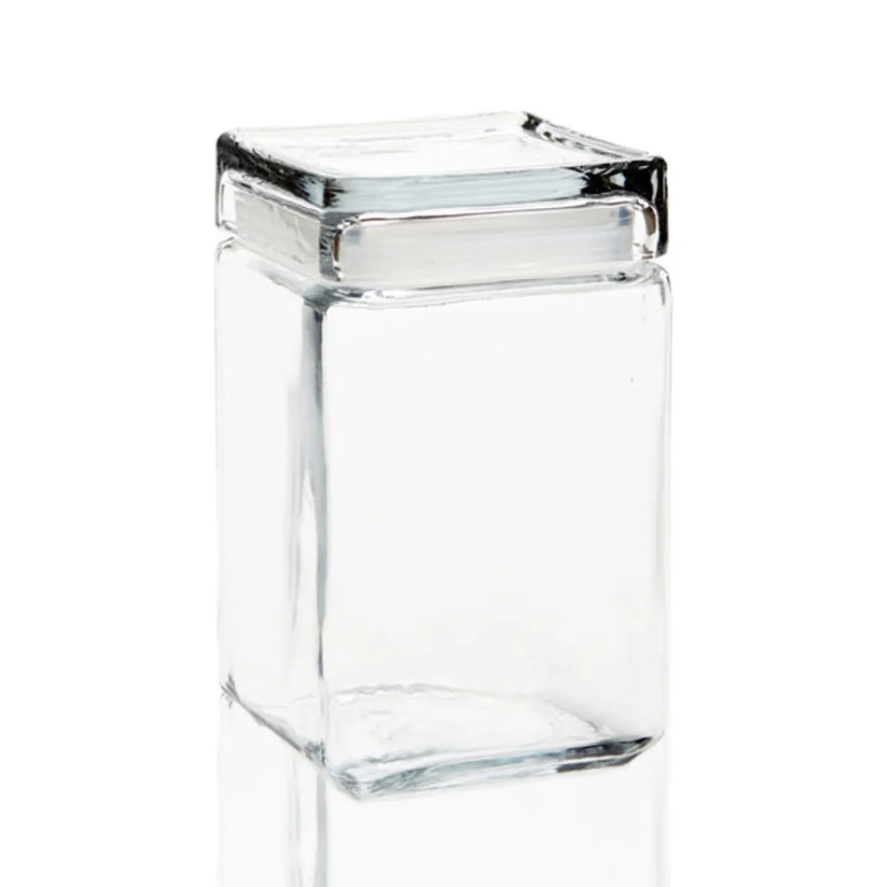 Hot Jar Store 1 1/2 Quart Anchor Square Jar with Glass Lid | 4 Pack