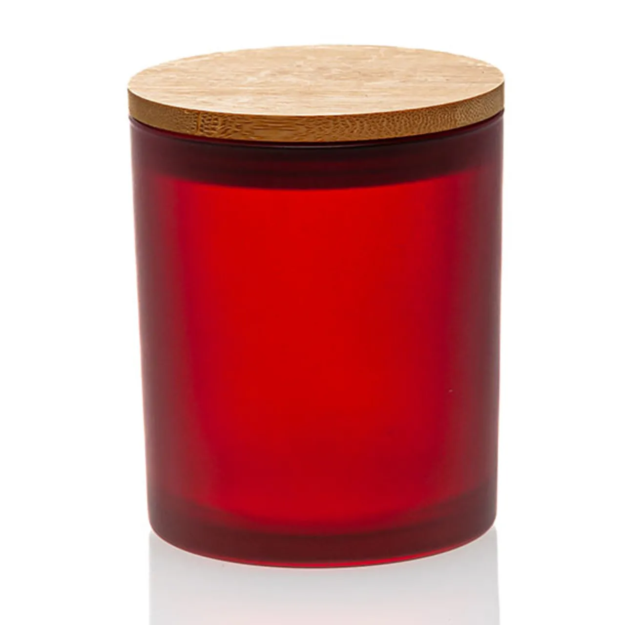 Best Jar Store Red Colored Candle Jar - 14.5 oz with Bamboo Lid | 12 Pack