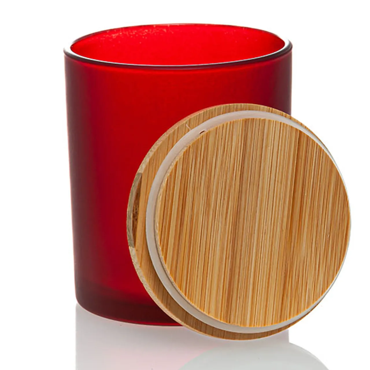 Best Jar Store Red Colored Candle Jar - 14.5 oz with Bamboo Lid | 12 Pack