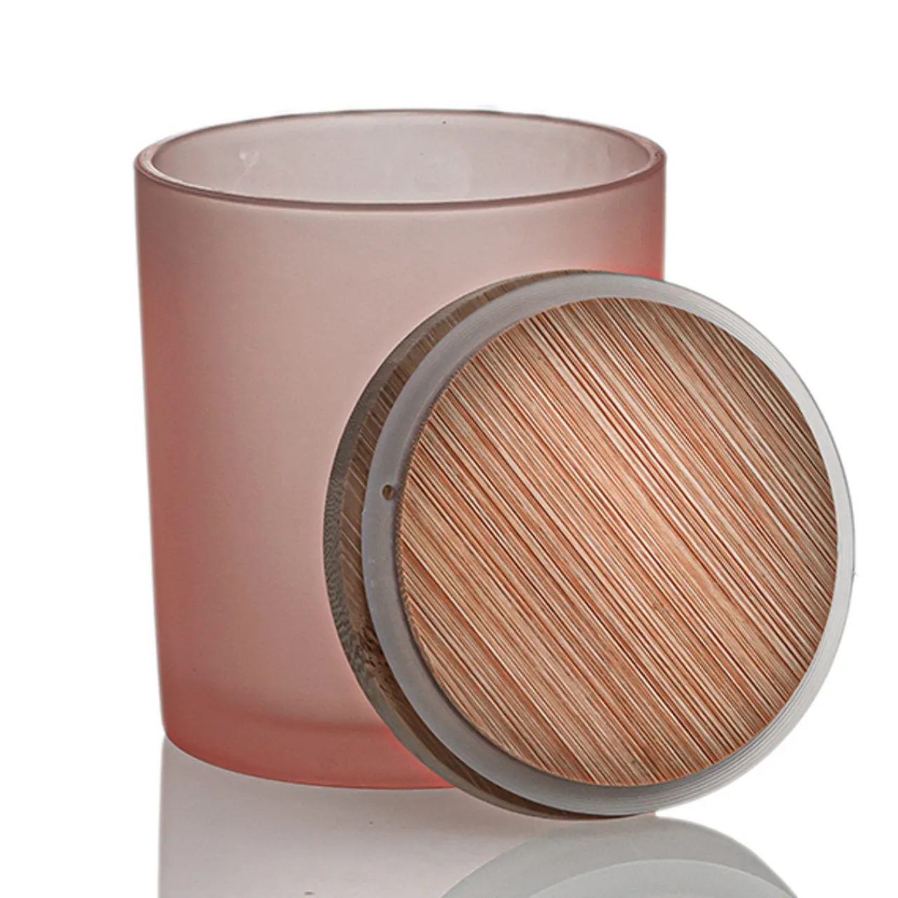 Hot Jar Store Rose Pink Colored Candle Jar - 14.5 oz with Bamboo Lid | 12 Pack